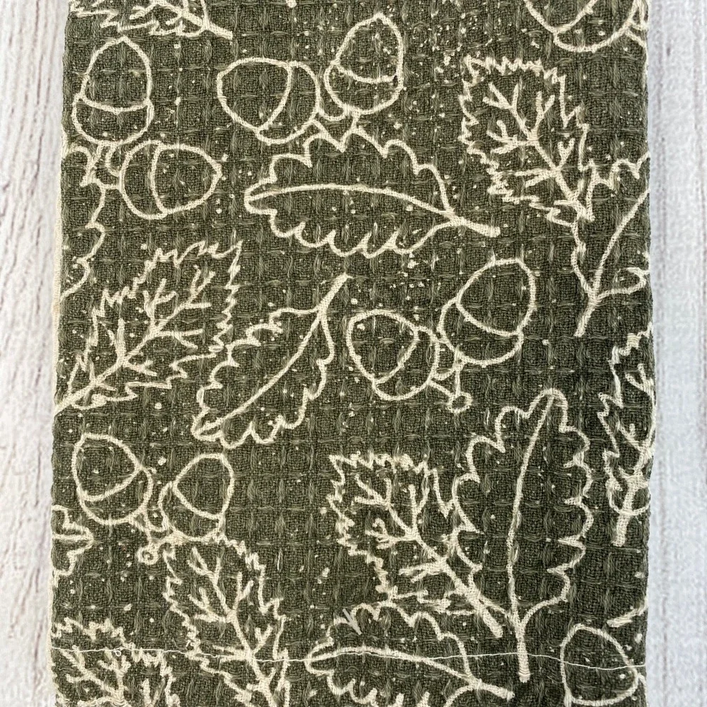 Rachel Ashwell The Farmhouse Kitchen Towels (3) Green Fall Acorn Leaf Autumn